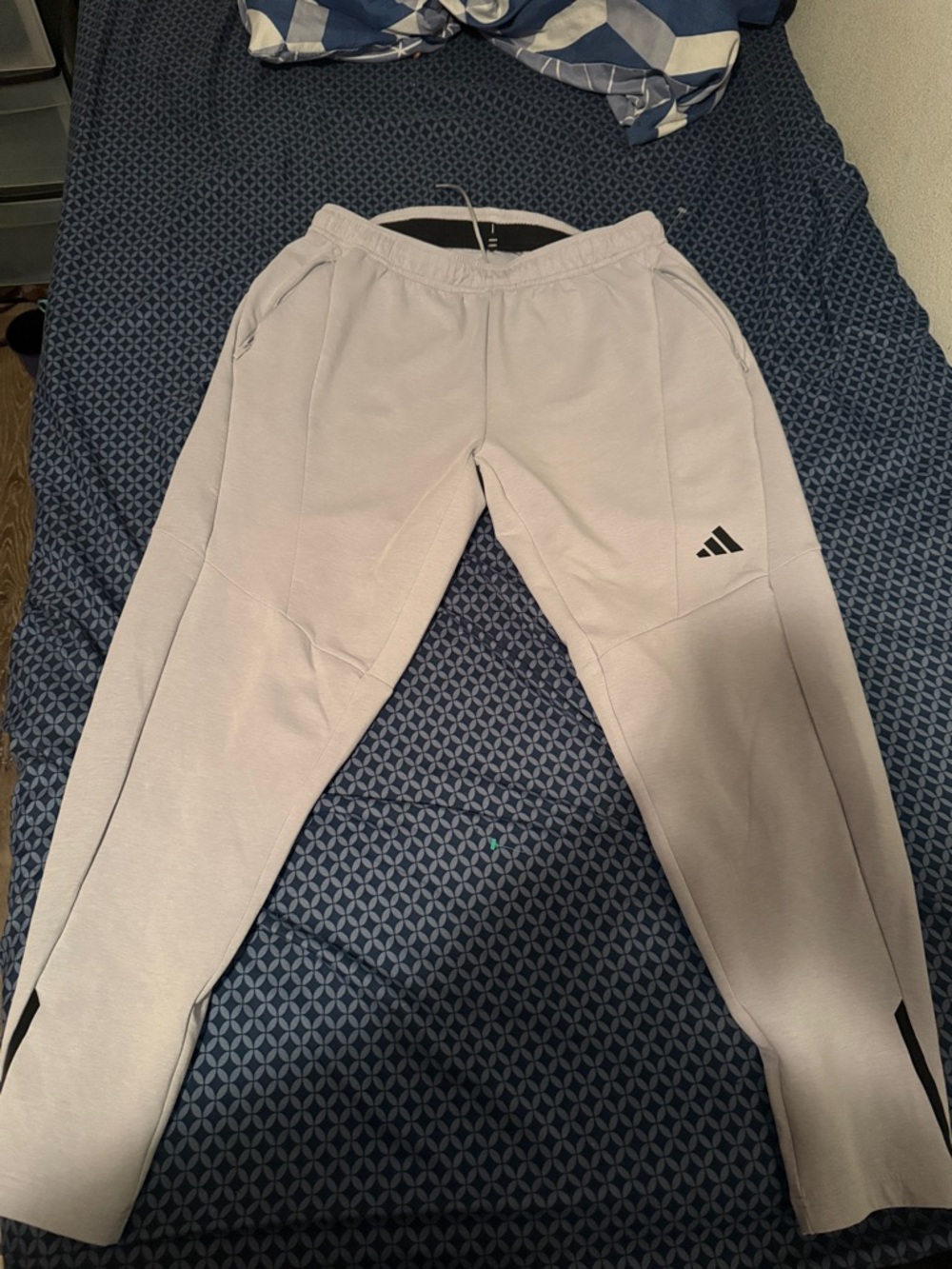 adidas Light Gray Performance Joggers with Black Logo